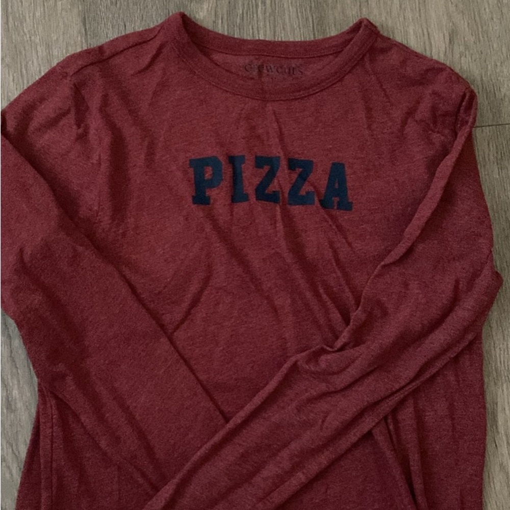Crewcuts Red Long Sleeve Tee with Pizza Print